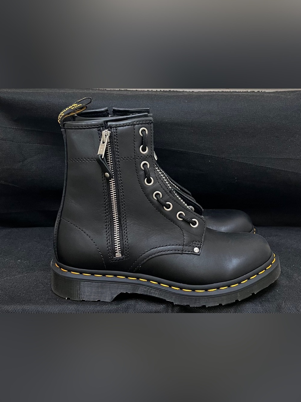 Dr Martens 1460 Twin Zip Black Boots Women’s Sz 8 Preowned Classic Combat Style